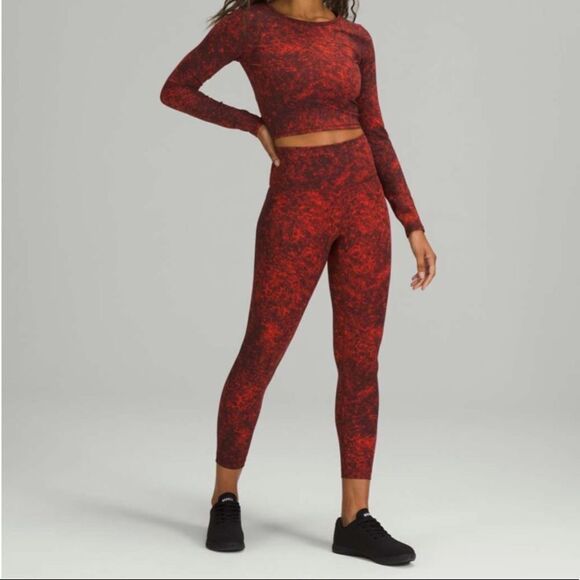 Lululemon Wunder Train High-Rise Tight 25"‎ Red Black size 0 XS NEW leggings - Picture 7 of 14